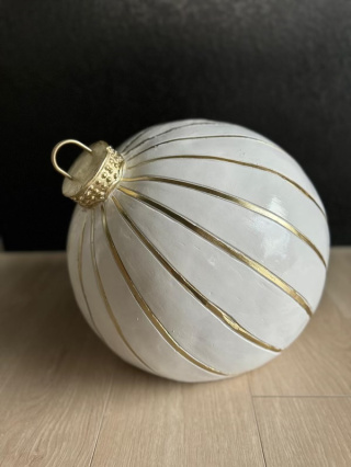 Bombka ceramiczna MAXI - Winter Ball (biała w złote linie)