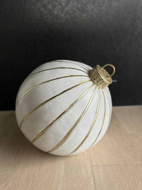 Bombka ceramiczna MAXI - Winter Ball (biała w złote linie)
